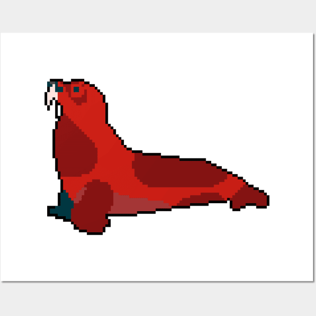 Seaside Serenade: Pixelated Sea Lion Illustration for Fashionable Attire Wall Art by Pixel.id